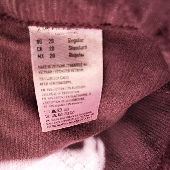 American Eagle Womens Corduroy Stretch Pants Classic Skinny Fit Size 20 Burgundy - Picture 4 of 13